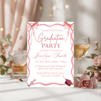 Pink Coquette Graduation Invitation 2026, Senior Grad Party Announcement with photo invite, Bow Theme College Graduates Printable Template