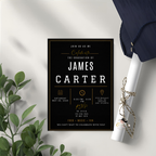 Graduation Invitation with Photo for Him, Class of 2026 Grad Announcement, High School College Grad Party, Black Printable Editable Template