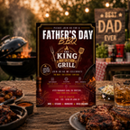 Father’s Day Backyard BBQ Invitation, Summer Grill Party for Dad, Birthday Barbecue Invite for Him, Red Editable Printable Canva Template