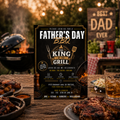 Father’s Day Family Cookout Invitation, BBQ Party for Dad, Barbecue Invite for him, Backyard Summer Gathering, Black Gold Editable Template