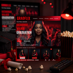 Graduation Invitation with Photo Movie Theme, Red Streaming Style Grad Party Invite, Class of 2026 Flyer, Editable Canva Printable Template