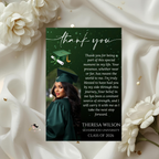 Graduation Thank You Card with Photo, High School College Grad Party Thank You Note For Him Her, Green Editable Printable Digital Template