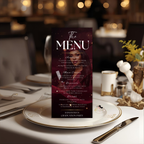 Graduation Menu Template with Photo, Class of 2026 Menu Card, High School College Grad Party Menu, Maroon Editable Canva, Printable Menu