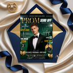 Boy Prom Send Off Party Invitation, Prom King with photo invite, Green Prom Night Flyer Card, High School Prom Digital Printable Template