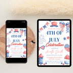 Fourth of July Invitation, 4th of July BBQ Party invite, USA Independence day, Patriotic Invite, Red White Blue, Digital Printable template