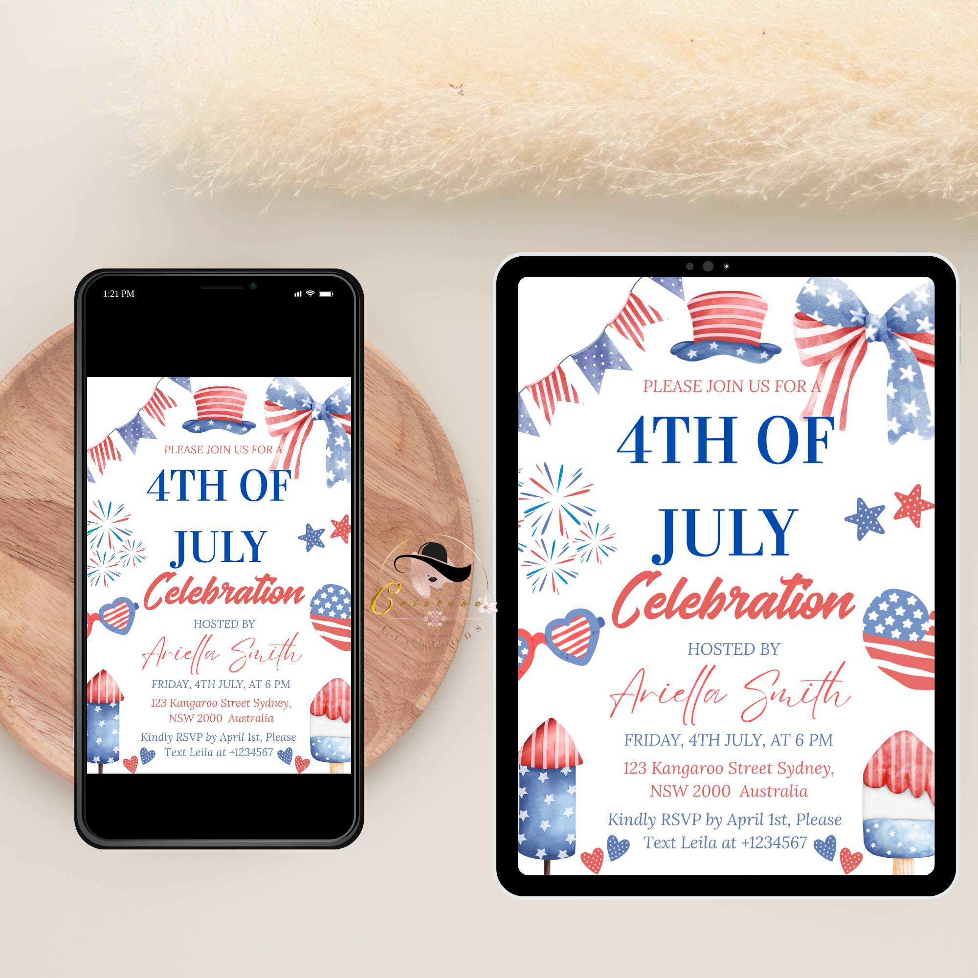 Fourth of July Invitation, 4th of July BBQ Party invite, USA Independence day, Patriotic Invite, Red White Blue, Digital Printable template
