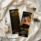 Black Gold Graduation Menu with Photo, Class of 2026 Menu Card, Elegant Grad Dinner Menu Template, Boy Girl Menu, Editable Canva Printable