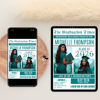 Newspaper Nurse Graduation Announcement Invitation, RN Pinning Ceremony with photo invite, LPN Nursing Graduates, BSN Green Flyer Template