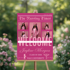 Pink Nursing Graduation Welcome Sign, Newspaper Style with Photo, RN BSN LPN Pinning Ceremony, Nurse Poster Board Sign, Printable Template