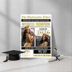 Black gold Newspaper Nurse Graduation Invitation, RN Pinning Ceremony with photo invite, Girl LPN Nursing Graduates, Boy BSN Flyer Template