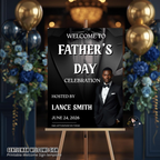 Fathers Day Welcome Sign with Photo, Tuxedo Gentleman Party Sign, Male Poster Sign, Birthday Retirement, Black Printable Editable Template