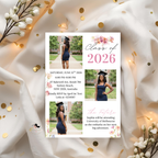 Wildflower Graduation Party Invitation, Boho Floral Senior Grad Announcement with photo invite, Girl University Graduates Printable Template