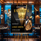 Fathers Day Welcome Sign with Photo, Tuxedo Theme Dad Party Poster Sign, Brunch Dinner Drinks Celebration, Editable Canva Printable Template