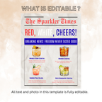 4th of July Drink Menu Sign, Patriotic Signature Drinks Bar Menu, Red White Blue Party, Fourth of July Cocktails Menu, Printable Template