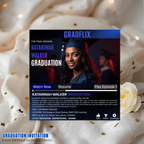 Graduation Invitation with Photo for Him and Her, Movie Theme Blue Streaming Style Grad Party Invite Class of 2026, Editable Canva Template