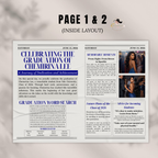 Graduation Newspaper Template with Photo, Class of 2026 Grad Announcement Invite for Him and Her, Editable Canva Blue Newspaper Invitation