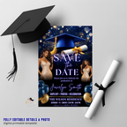 Graduation Save The Date Invitation, High School Grad Announcement Card with photo invite, Class of 2026 Flyer, Digital Printable Template