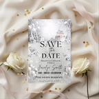White Silver Save the Date Birthday Invitation, Diamond Jubilee Save Date Party Invite, Elegant Woman Card, Printable Digital Template