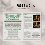 Class of 2026 Graduation Newspaper Template with Photo, Green Grad Announcement for Boys and Girls, Canva Editable Digital Printable
