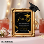Graduation Favor Sign Template, Black Gold Grad Table Sign, Class of 2026 Party Favors Sign, High School Party Sign, Digital Printable Canva