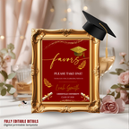 Graduation Favor Sign Template, Red Gold Grad Table Sign, Class of 2026 Party Favors Sign, High School Party Sign, Digital Printable Canva