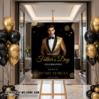 Fathers Day Welcome Sign with Photo, Dad Party Sign, Brunch Dinner Drinks Celebration, Editable Canva Printable Template