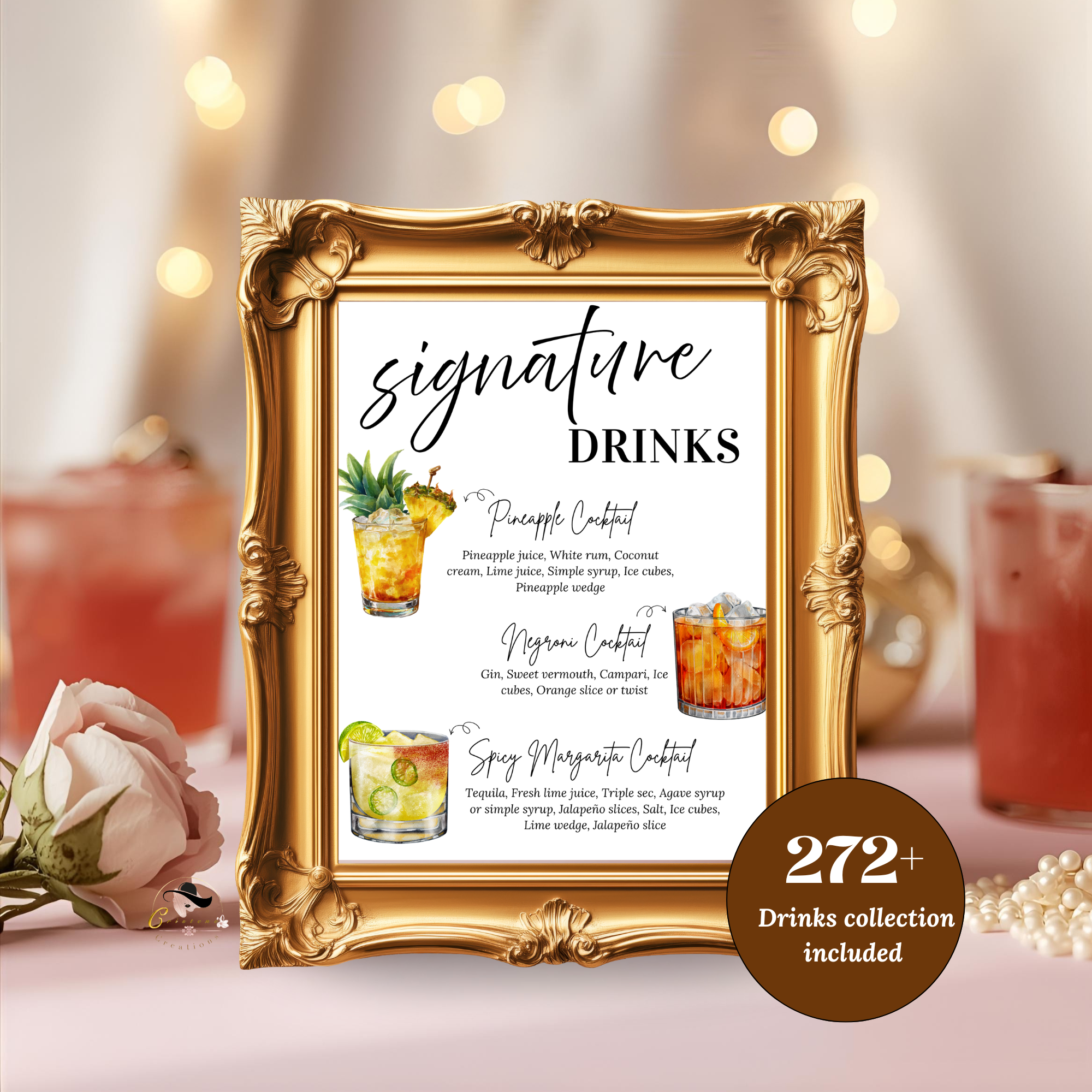 Birthday Drink Menu Template, Signature Drinks Sign, Milestone Birthday Retirement Party Cocktail Menu, Canva Digital Printable