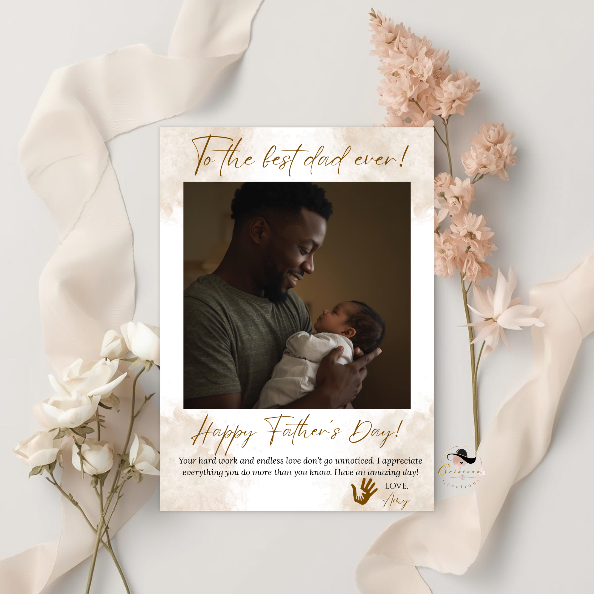 Fathers Day Greeting Card, DAD with photo card, Daddy Card, Letter To Dad, Father Thank You Card Custom Printable Template