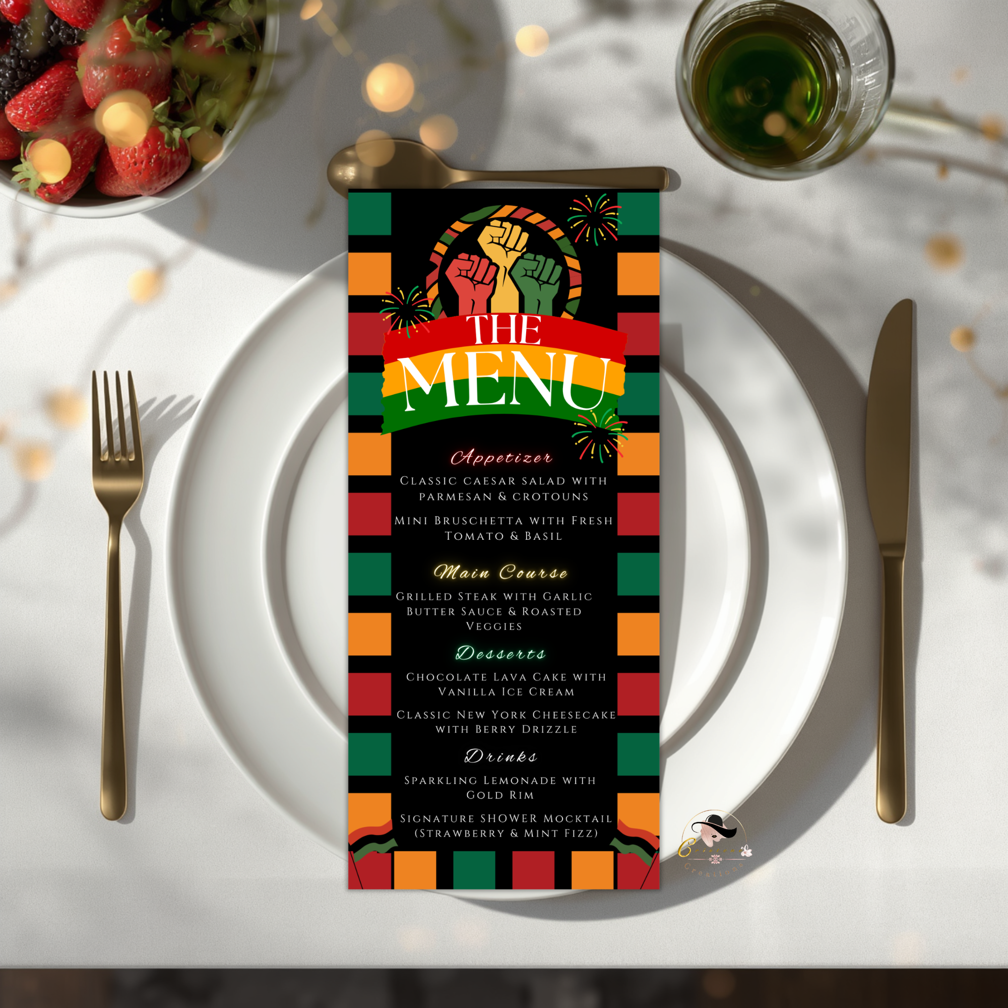 Juneteenth Menu Template, Black Freedom Day Menu Card, Independence Day Cookout BBQ Party Menu, Editable Canva Printable