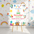 Preschool Graduation Welcome Sign, Pre-K Kindergarten Class of 2026 Party Poster Sign, Colorful Kids Grad, Editable Canva Printable Template