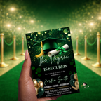 Green Graduation Announcement Invitation, Senior Grad Party invite, High School Class of 2026 Boy Girl Flyer Card Digital Printable Template