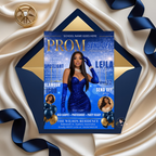 Blue Prom Send Off Party Invitation, Prom Queen with photo invite, Girls Prom Night Flyer, High School Prom Card, Digital Printable Template