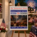 4th of July Welcome Sign with Photo, Newspaper Style Patriotic Party Sign, July 4th Poster Sign, Independence Day Sign, Printable Template