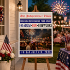 4th of July Welcome Sign with Photo, Newspaper Style Patriotic Party Sign, July 4th Poster Sign, Independence Day Sign, Printable Template