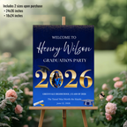 Blue Graduation Welcome Party Sign, Senior Grad Poster Sign with photo, Class 2026 Woman Boy High School Graduates Sign, Printable Template