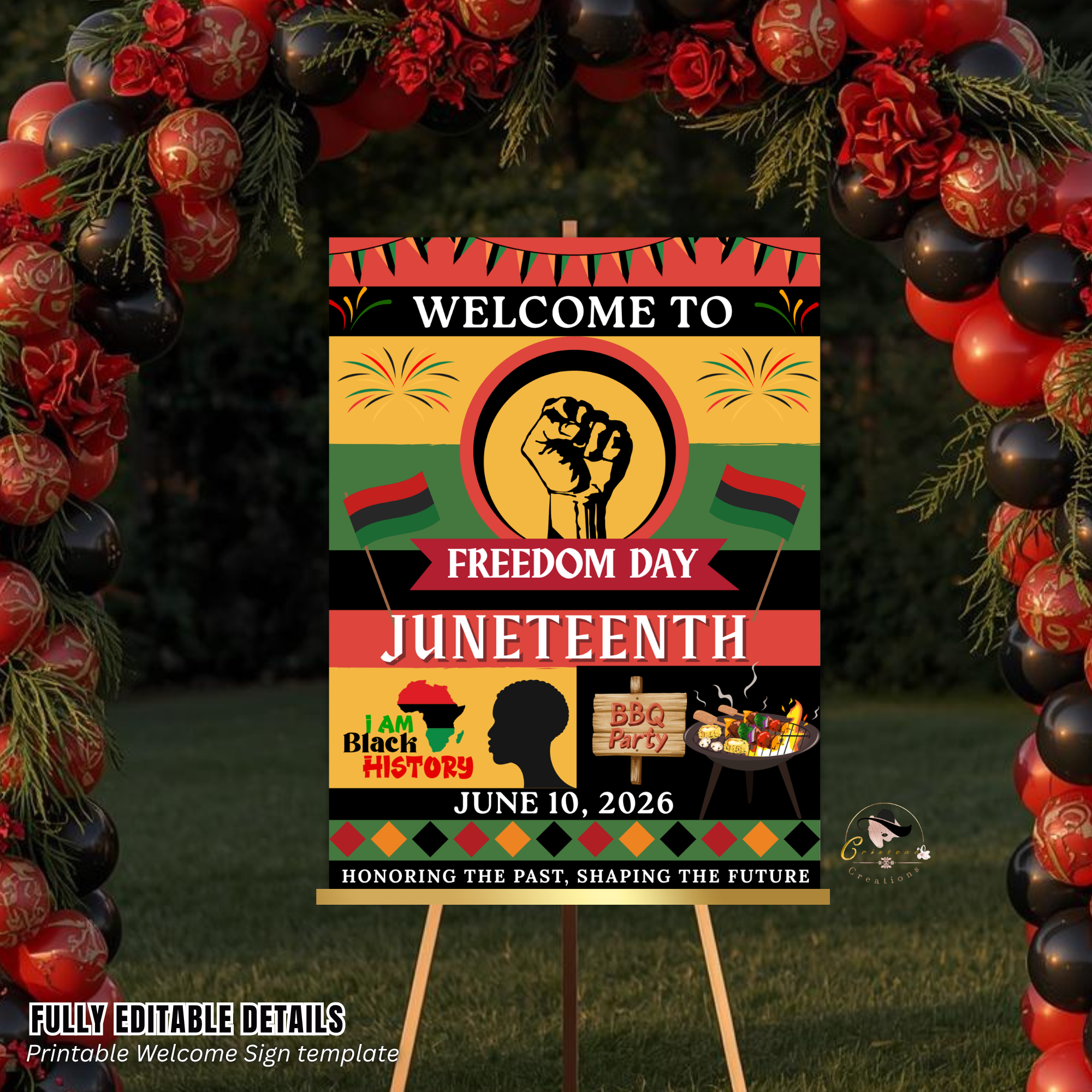 Juneteenth BBQ Welcome Party Sign, Independence Day Sign, Black Freedom Celebration Poster Sign, Cookout Sign, Digital Printable Template