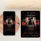 Graduation Invitation with Photo, Class of 2026 Grad Party Invite for Him and Her, High School College Red Editable Canva Printable Template