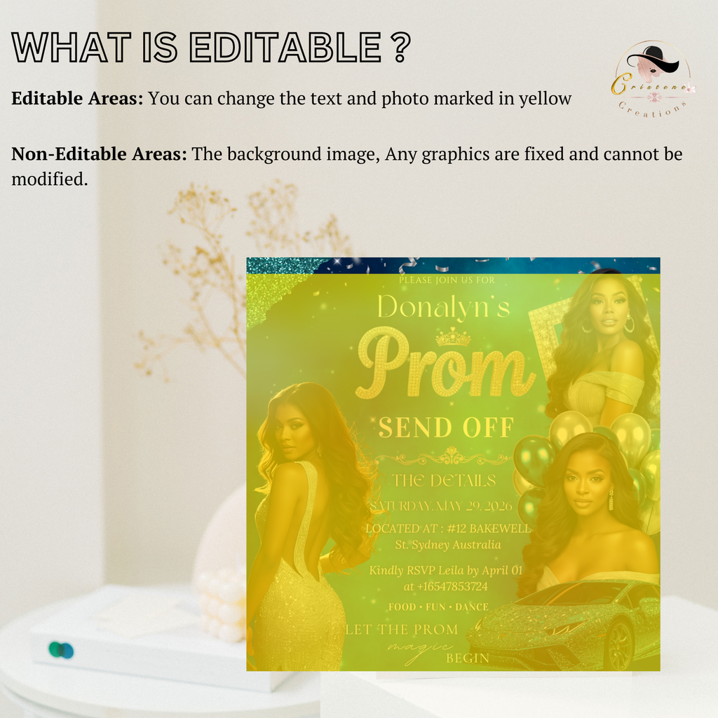Prom Send Off Invitation, Prom Queen Party with photo invite, Girls Prom Night Flyer, Teal Silver Diamond Theme, Digital Printable Template