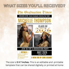 Black gold Newspaper Nurse Graduation Invitation, RN Pinning Ceremony with photo invite, Girl LPN Nursing Graduates, Boy BSN Flyer Template