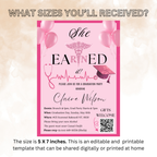 Pink Nurse Graduation Invitation, RN Pinning Ceremony Invite, BSN Invite, Girl Nursing Invite, Canva Digital Printable Template