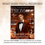 Boy Prom Send Off Party Invitation, Prom King with photo invite, Orange Prom Night Flyer Card, High School Prom Digital Printable Template