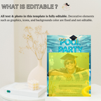 Pool Party Graduation Invitation with Photo, Summer Tropical Senior Grad Party Invite for Him and Her, Printable Editable Digital Template