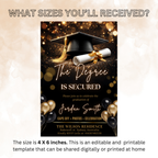 Black Gold Graduation Announcement Invitation, Senior Grad Party invite, Class of 2026, Boy Girl Flyer Card, Digital Printable Template