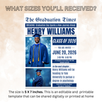 Senior Graduation Invitation with Photo, Newspaper Style High School Grad Announcement Invite for Him, Class of 2026 Editable Canva Template