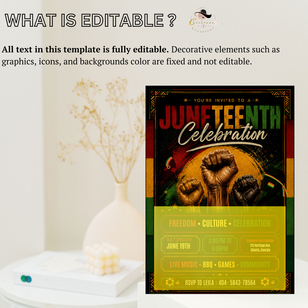 Juneteenth BBQ Cookout Invitation, Black Freedom Day Celebration Party Invite, Emancipation Day, Jubilee Day Invite, Digital Template
