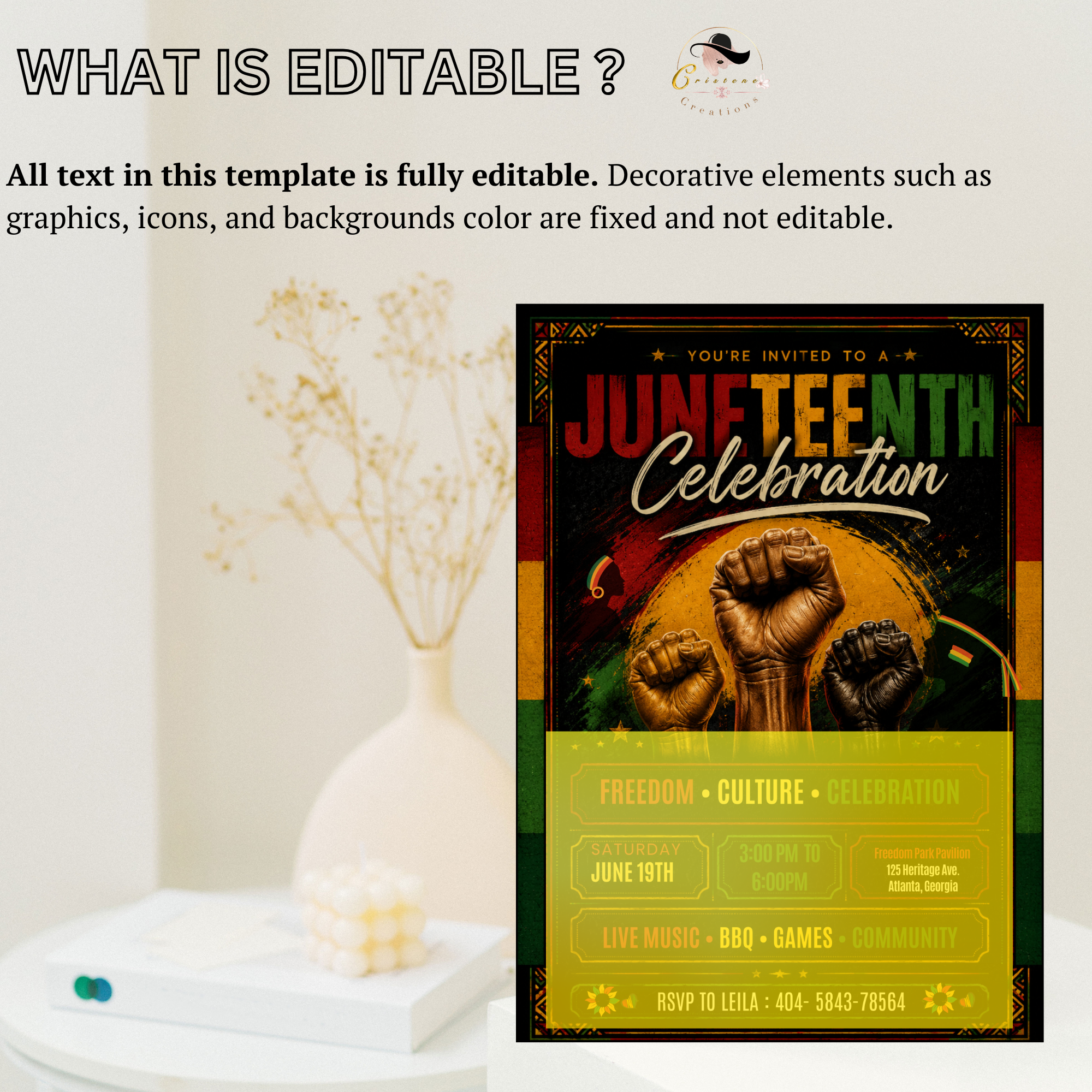 Juneteenth BBQ Cookout Invitation, Black Freedom Day Celebration Party Invite, Emancipation Day, Jubilee Day Invite, Digital Template