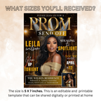 Black Gold Prom Send Off Party Invitation, Prom Queen with photo invite, Girls Prom Night Flyer, Magazine Cover, Digital Printable Template