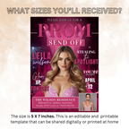 Pink Prom Send Off Invitation, Prom Queen with photo invite, Teen Girl Prom Night Party Flyer, High School Prom, Digital Printable Template
