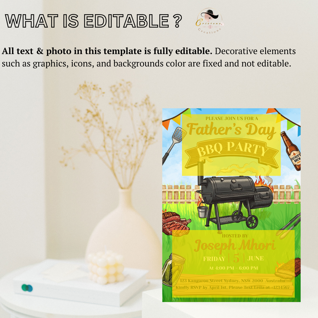 Fathers Day BBQ Cookout Invitation, Dad Party Pool Party Invite, Food Drinks Whiskey, Barbecue Dinner Invite, Printable Digital Template