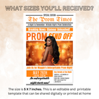 Newspaper Prom Send Off Invitation, Prom Queen with photo invite, Teen Girl Prom Night Party Flyer, Orange Prom, Digital Printable Template